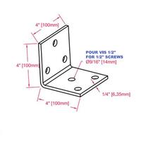 Support d'angle en acier de poutre Support d'angle en acier de poutre Support d'angle en acier 4 po. X 4 po. X 4 po pour vis de 1/2 po