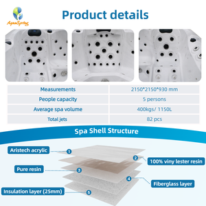 Jacuzzi de Lujo para Exteriores con 82 Jets, Bañera de Hidromasaje con Sistema Balboa y Carcasa de Acrílico, Precio de Fábrica - Product Image 3