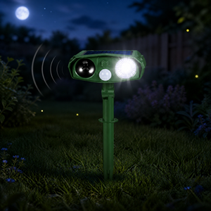Repellente per Animali ad Ultrasuoni a Energia Solare con Angolo Regolabile, Ultrasuoni + Luce LED Lampeggiante, Repellente per Gatti, Cani e Volpi da Esterno - Product Image 4