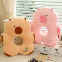 Coussin Capybara pour bureau, oreiller de bureau Capybara, coussin en forme de fleur, coussin respirant avec trou central, oreiller pour pause déjeuner en bureau