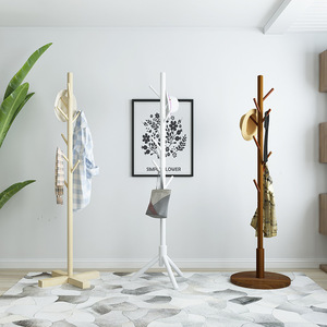 Porte-manteau moderne multifonctionnel sur pied en bois de hêtre et de pin avec revêtement filmé, meuble pour chambre à coucher et salon - Product Image 1