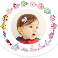 Pince à cheveux en cristal brodée d'animaux de dessin animé, avec motifs d'anniversaire, de cœur, de couronne, d'étoile et de gâteau, pince à franges non-endommageante pour