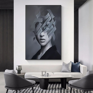 Decorazione Casa Personalizzata, Lussuosa Calligrafia Islamica Araba, Dipinto a Olio Astratto con Texture, Grande Opera d'<span class=keywords><strong>Arte</strong></span> su Tela Dipinta a Mano - Product Image 3