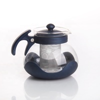 Mifa-théière transparente en verre borosilicate, de qualité alimentaire, résistante à la chaleur, décalcomanie, avec poignée en plastique, vente en gros