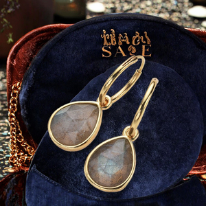 Pendientes de Plata de Ley 925 con Labradorita, Piedra Lunar y Aguamarina, Diseño de Lágrima Chapado en Oro para Fiestas, Venta al por Mayor - Product Image 3