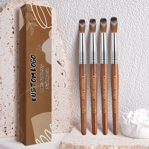 Premium Red Rosewood Handle 100% Kolinsky Animal Hair Nail Brush Bulk Oval/Crimped Soft Nail Acrylic Brush - Product Image 3