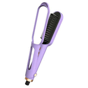 Cepillo Alisador de Cabello con Iones Negativos de Cerámica, Pantalla LCD, Peine Eléctrico 2 en 1, 10 Temperaturas, Herramienta de Peinado Portátil - Product Image 2