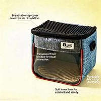 Sac de transport pour petits animaux, bleu, en PVC, cage de voyage avec fenêtre en maille respirante, vue à 360°, fermeture éclair sécurisée pour hamsters et gerbilles