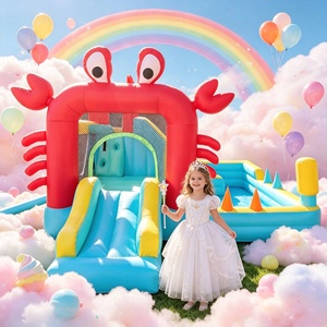 Vente en gros de château gonflable aquatique sur le thème de la mer en tissu Oxford <span class=keywords><strong>avec</strong></span> <span class=keywords><strong>toboggan</strong></span>, <span class=keywords><strong>piscine</strong></span> à jets d'eau, jouet d'été pour enfants dans la cour - Product Image 1