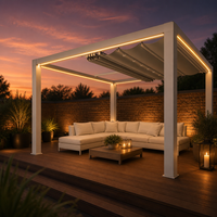 Pergola bioclimatique motorisée en aluminium à lames orientables, résistante aux intempéries, pour jardin, terrasse et balcon, avec revêtement poudré