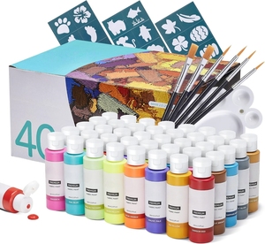 Juego de <span class=keywords><strong>Pintura</strong></span> Textil <span class=keywords><strong>para</strong></span> <span class=keywords><strong>Ropa</strong></span> y Calzado, Cuarenta Colores, <span class=keywords><strong>Pintura</strong></span> Textil con Efecto Abultado, Brillante, Neón, No Tóxica, Materiales de Arte - Product Image 1