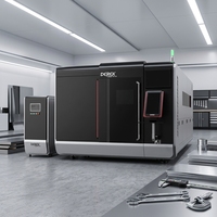 Machine de découpe laser à fibre entièrement fermée DF3015S 6000W avec table d'échange, découpeuse CNC de tôles métalliques pour la fabrication d'acier