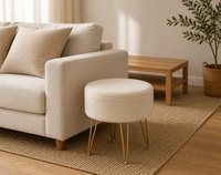 Wimarsbon Repose-pieds Ottoman pour Chambre à Coucher en Fausse Fourrure avec Rangement, Siège de Coiffeuse Doux, Table Basse, Petite Table d'Appoint Réglable