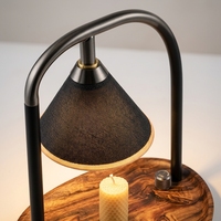 Lampe de table moderne en noyer noir, lumière ambiante LED, abat-jour conique, décoration de chambre à coucher