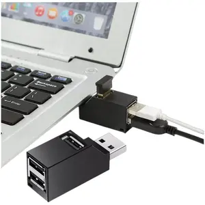 Concentrador de red multitransferencia de datos USB 2,0, Mini adaptador divisor de 3 puertos USB