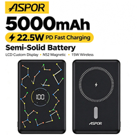 Power Bank Magnetik Semi-Solid 5000mAh 22.5W PD Pengisian Cepat 15W Pengisi Daya Nirkabel Portabel Baterai Eksternal S227