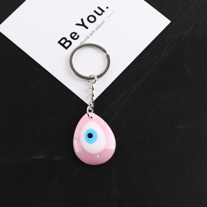 Porte-clés en résine œil turc rose, pendentif géométrique cœur, étoile, ovale, rond, accessoire - Product Image 2