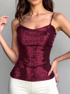 Viviblook ZTP1392 Women Summer Top New Slim Fit Off Shoulder Sleeveless Camisole with Chest Pad Tank Top for Women - Product Image 5