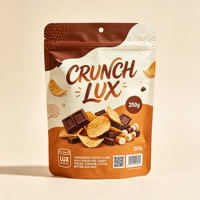 Op maat gemaakte bedrukte staande pouches met glanzende afwerking, voedselverpakking met ritssluiting voor gedroogde snacks en gevogelte.