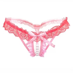 Tanga de encaje transparente para mujer, de cintura baja, con lazo, transpirable, sexy - Product Image 2