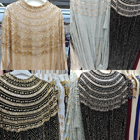 Robe Kaftan en Maille Dorée Scintillante avec Manches Cape Ornées de Perles et Strass, Robe de Soirée Modeste pour Mariage et Fête du Ramadan