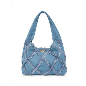 Sac fourre-tout en jean pour femme, sac à main bandoulière décontracté de haute qualité, design tendance pour femme - Product Image 1