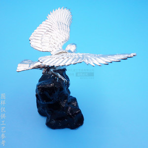 Ornement d'aigle en métal, forme géométrique argentée brillante, décoration de bureau, cadeau - Product Image 3