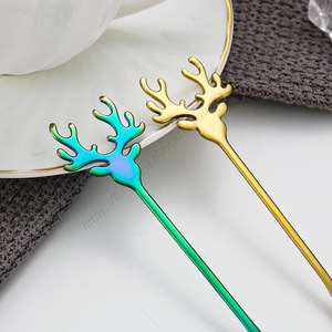 ช้อนสแตนเลสรูปกวางคริสต์มาส SYH1222 สำหรับขายส่ง ใช้ตักของหวาน โยเกิร์ต และคนกาแฟ ชา - Product Image 3