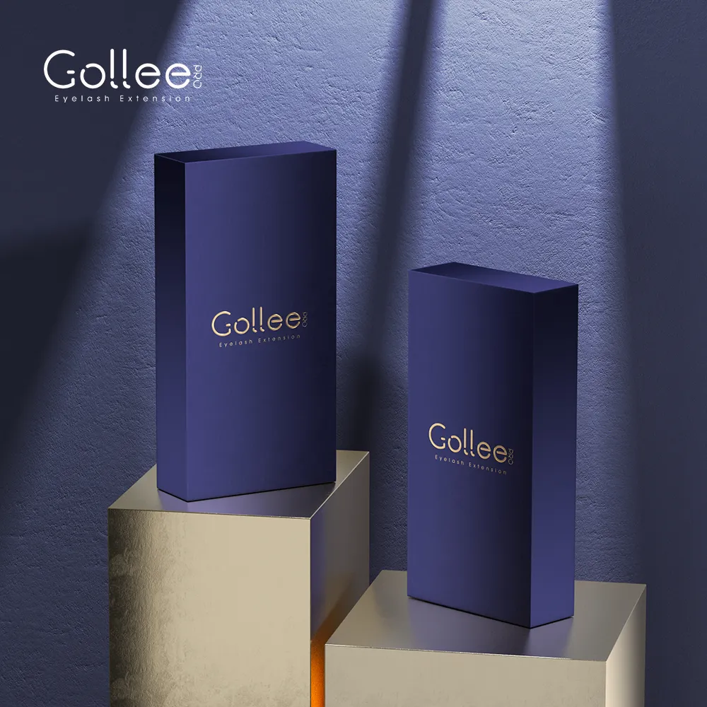 Gollee-Suministro de etiquetas coreanas pbt, proveedor de marca privada, hecho a mano, mate oscuro, mega volumen, visón l, rizado cc, extensiones de pestañas