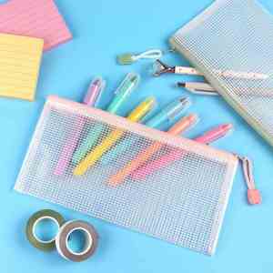 Macaron <b>A4</b> Mesh <b>File</b> Bag Waterproof Zipper Pouch Plastic Exam Paper Organizer School Office Document Storage Supply - Product Image 4
