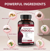 Gélules de Maca Noire OEM pour Femmes Adultes, Complément Herbal pour l'Augmentation des Fesses et la Gestion de l'Énergie, 120 Gélules/Flacon