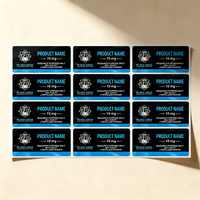 Autocollants personnalisés en vinyle à effet holographique laser, base bleue et noire, étiquettes pour flacons de peptides 3ml/5ml/10ml, boîtes personnalisées assorties disponibles