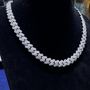 Premium Quality 10mm Vvs Baguette Cut Moissanite Luxury Hip Hop <b>Cuban</b> <b>Chain</b> 925 Sterling <b>Silver</b> Bling Bling <b>Cuban</b> <b>Link</b> <b>Chain</b> - Product Image 2