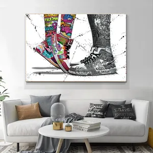 情侣鞋涂鸦艺术流行街华尔街家居装饰客厅装饰油画海报
