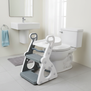 Siège d'apprentissage de la propreté pour enfants avec marchepied et échelle, <span class=keywords><strong>adaptateur</strong></span> de <span class=keywords><strong>chaise</strong></span> de toilette 3-en-1, repose-pieds antidérapant pour utilisation en salle de bain - Product Image 2