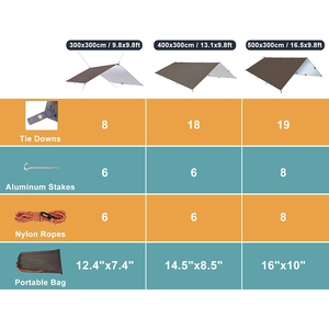 Lona impermeable para acampar, hamaca, refugio <span class=keywords><strong>de</strong></span> emergencia ligero, 3x4 3x3 4x6 - Product Image 2