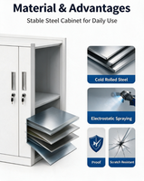 Armoire de rangement métallique à 2 portes verrouillables, armoire latérale en acier, casier pour garage domestique, organisateur de placard de chambre avec serrure à clé de sécurité