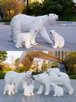 Sculpture réaliste personnalisée de mère et bébé ours polaire, statue d'animal en résine imperméable pour la décoration de parcs en plein air