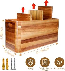 Organizador de Utensilios de Cocina de Madera para Encimera, Porta Utensilios de Madera Grande para Almacenamiento de Utensilios de Cocina y Cubiertos - Product Image 2