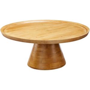 Table basse ronde en bois de style mid-century moderne avec base géométrique en métal, meuble de salon éco-responsable fait main - Product Image 5
