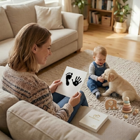 Kit d'impression sans encre de cartes jalons pour bébé Kit d'empreintes de main et de pied pour chien Kit d'empreinte de patte pour nouveau-né