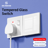Interruptor de Pared de Vidrio Templado, Estándar UK, 13A, 2 Tomas, 1 Vía, 2 Vías, 3 Vías, Panel de Enchufes con Puertos USB C, 10 Años de Vida Útil Mecánica, Estilo Retro