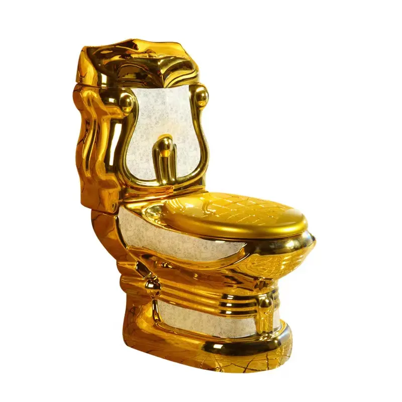 CHAOZHOU 세라믹 럭셔리 황금 위생 도자기 원피스 화장실 Padestal 분지 도매업 욕실 세트