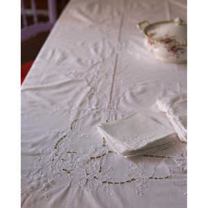 Catiacingolani Embroidered Linen Rectangle <b>Tablecloth</b> with Cutwork for Home & Hotel Dining Rooms Small/<b>Large</b> Napkins Included - Product Image 4