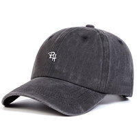 Gorra de Béisbol de Algodón Lavado Estilo Vintage al por Mayor de Fábrica, con Bordado de Letra RH, Gorra Desestructurada Tipo Dad Hat, Logotipo Bordado Personalizado, Ajustable