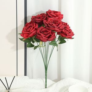 Bouquet de roses à <span class=keywords><strong>neuf</strong></span> têtes fait à la main de luxe en plastique amélioré avec diamant artificiel avec durabilité réaliste à la recherche de la fête des mères - Product Image 1