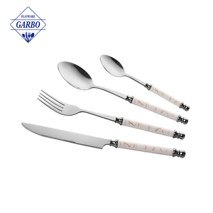 24 cái vàng thép không gỉ Flatware đồ dùng du lịch nhựa xử lý sang trọng dao kéo Hot Bán trong Arabic thị trường với giá rẻ - Product Image 6