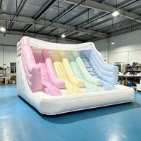 Toboggan aquatique gonflable de luxe 4 pistes arc-en-ciel pastel, personnalisé, commercial, en PVC, pour location événementielle et fêtes