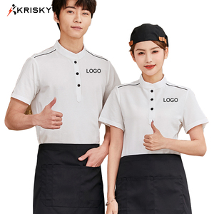Working Clothes Spa Restaurant Waiter Uniform Polo T Shirts Men Cotton Women's Work Shirt - Product Image 6