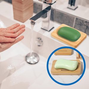 Support à Savon en Bois pour Salle de Bain et Cuisine, Porte-Éponge Cascade en Bambou, Plateau à Savon Personnalisé avec Drain - Product Image 2